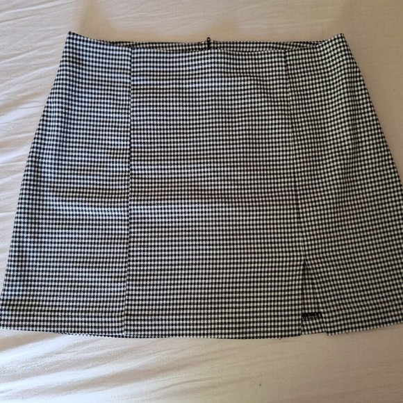 Twik, Simons mini skirt with slit, size M, plaid, black'n'white - Picture 1 of 6